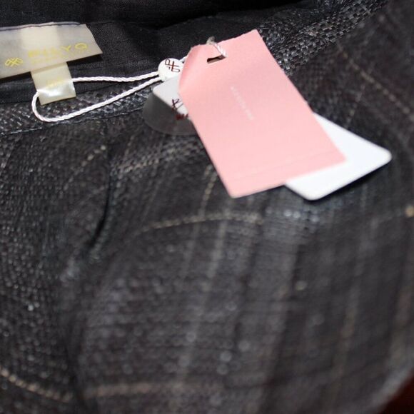 New Pilyq Dark Gray San Sebastián sun hat Subtle Check Pattern Bucket Hat OS - Picture 8 of 10